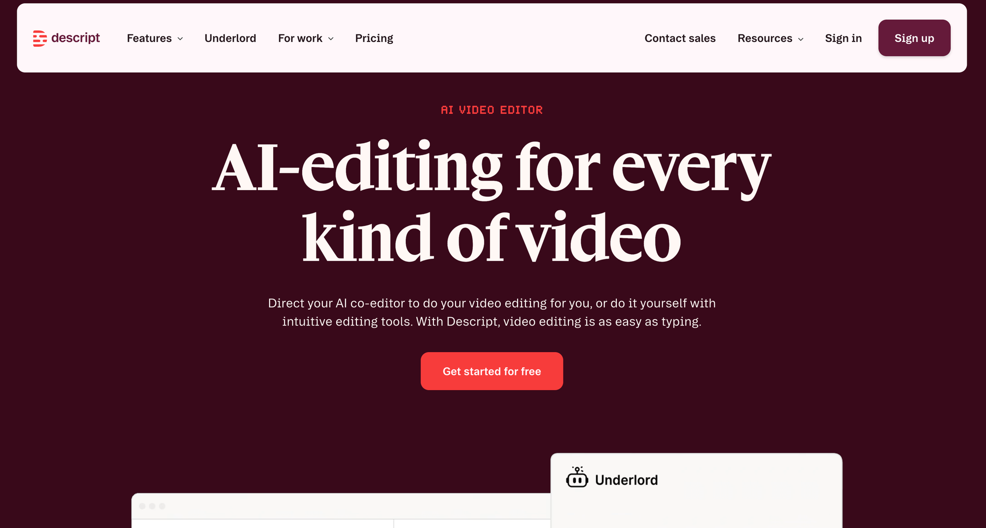 Descript website