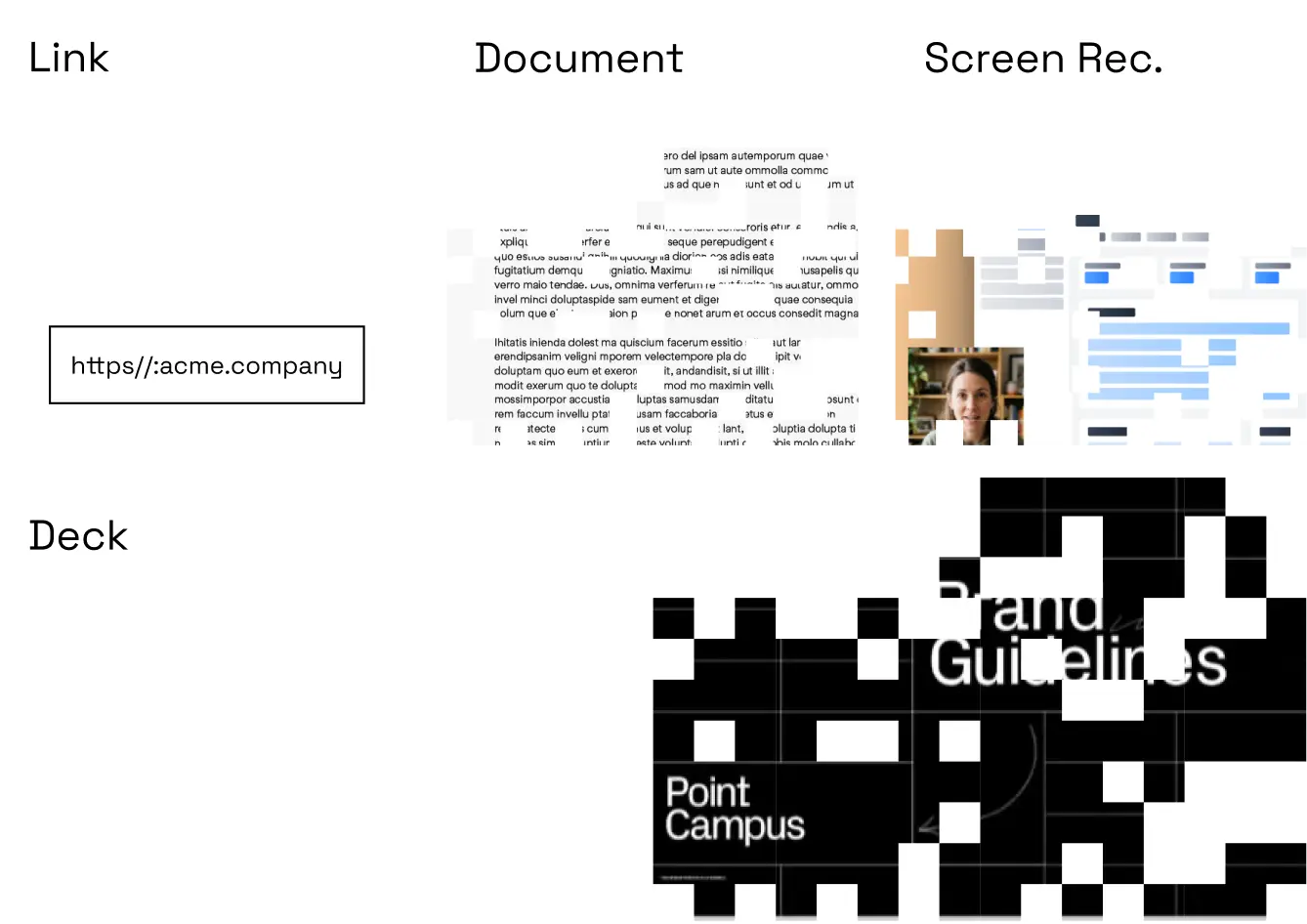 Create a video from a link, document, screen recording, or deck.