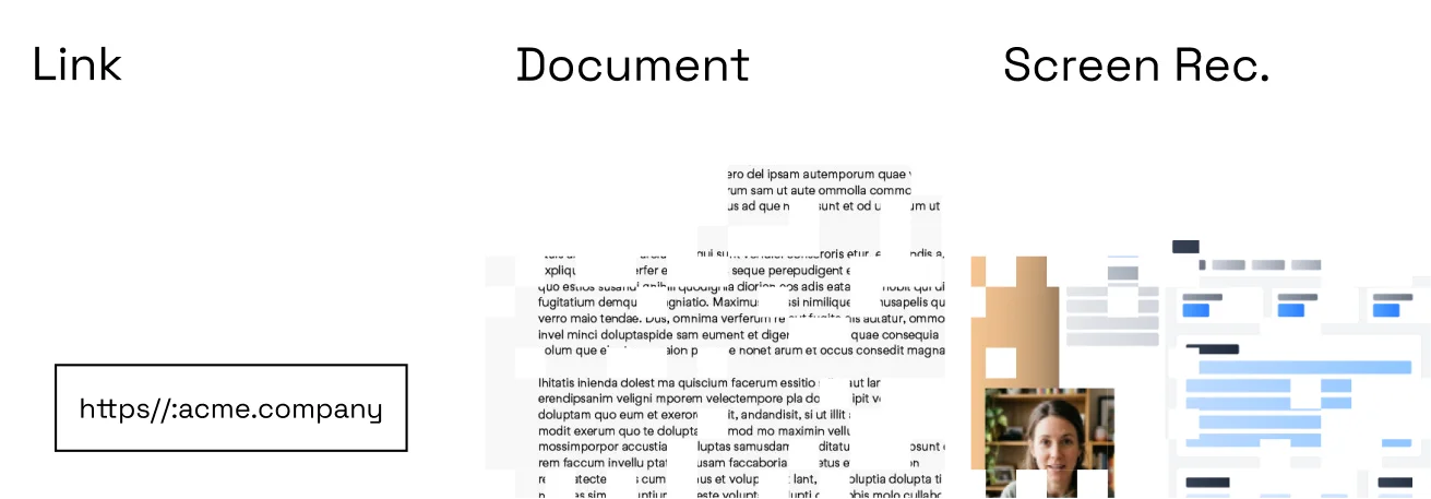 Start from a link, document, or screen recording.